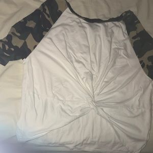 Army white crop top ❤️❤️